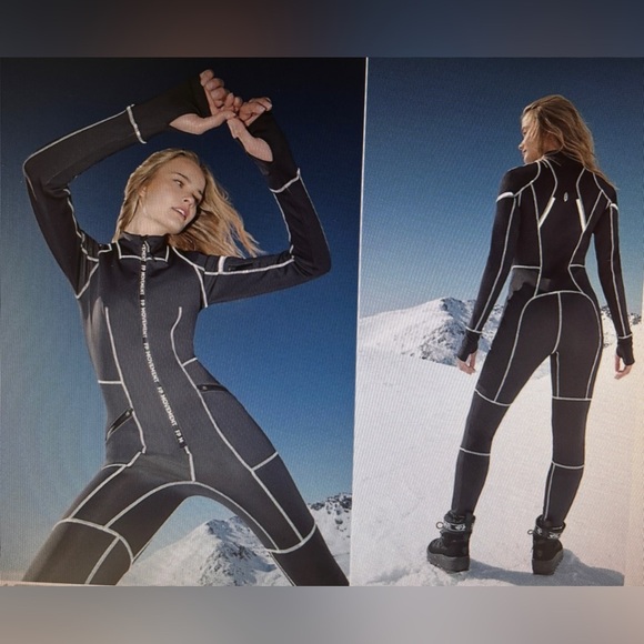 Free People Powder Vixen‎ Waterproof Catsuit Snow Sports Ski Slopes Women XL NEW - Picture 1 of 13